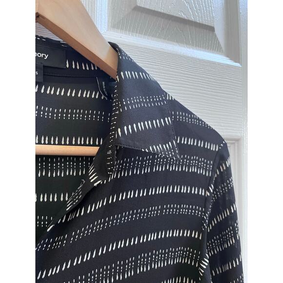 Theory Black Silk Semi Sheer Collared Waist Tie Long Sleeve Shirt Dress Small - Picture 7 of 14